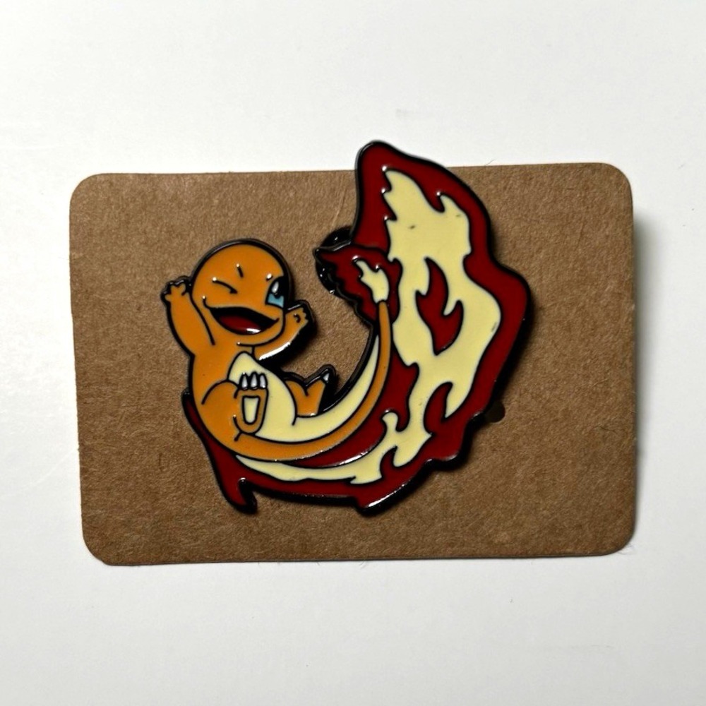 Pokémon Charmander Enamel Lapel Pin Orange Red Cream Black Metal Collectible